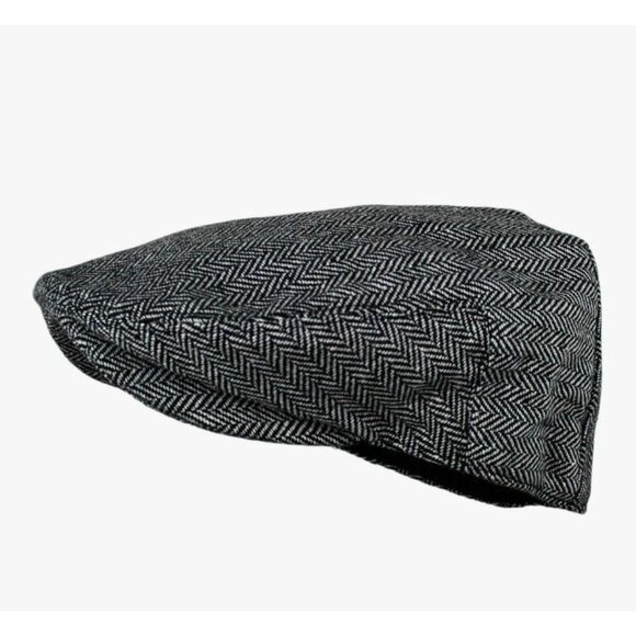 Men's Newsboy Ivy Hat Wool Blend Tweed Large/X-Large Grey Classic Herringbone - Picture 3 of 9